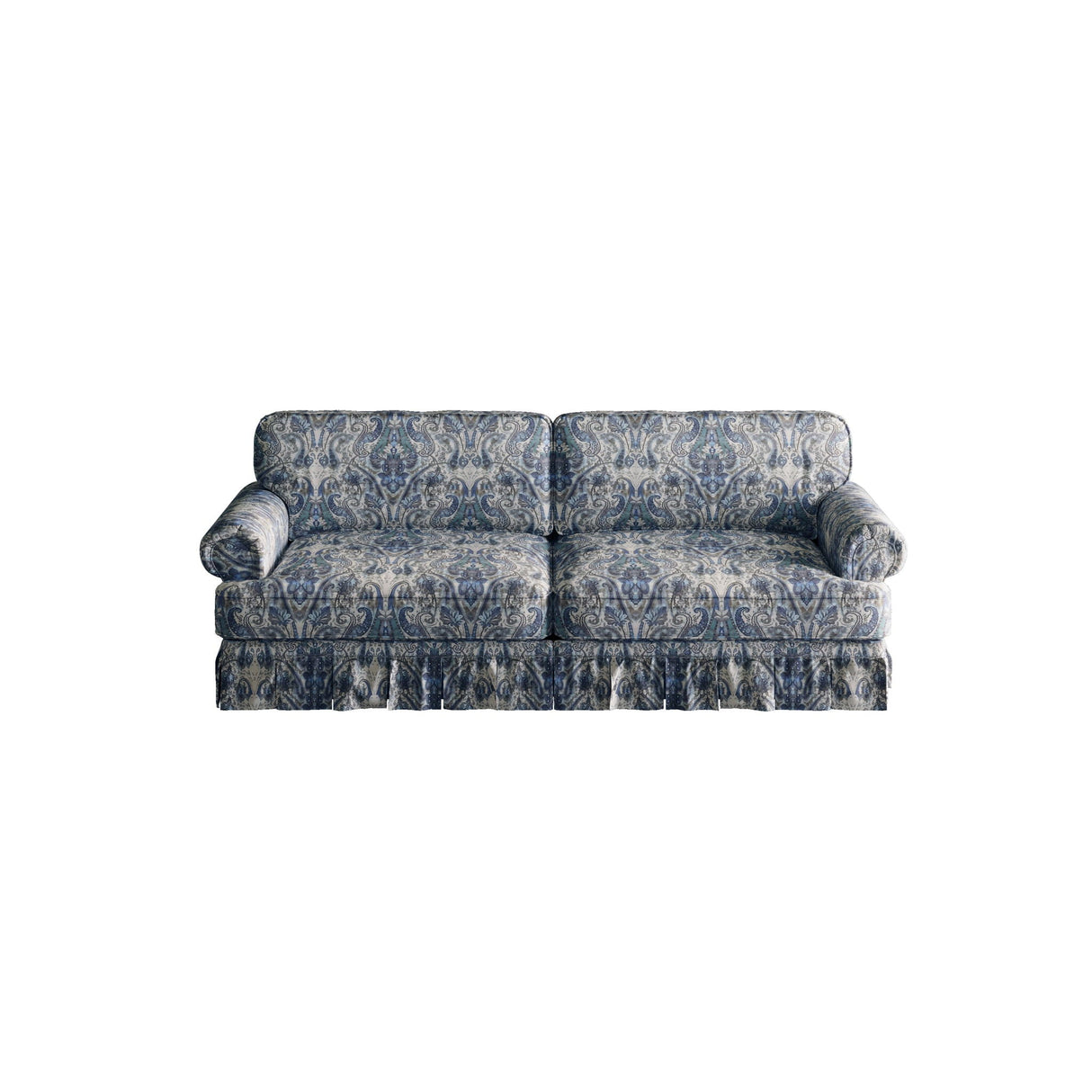 Luxuriously Comfortable Cloud Couch Sofa With Elegant Rolled Arms & Pleated Skirt Design