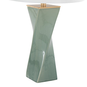 Curvo Square Contemporary 27" Ceramic Table Lamp in Sage Green