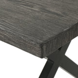 Rolando outdoor aluminum dining table with steel frame, grey / black