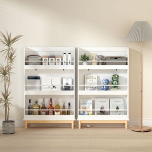 Wall Mounted Bookshelf, 3 Front Facing Display Shelves For Toddler Bedroom - White