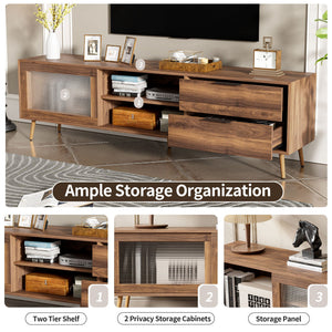TV Stand, Media Console With 2 Doors, 2 Drawers & Storage Cabinet - Walnut