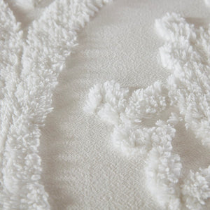 Full/Queen Tufted Cotton Chenille Damask Duvet Cover Set