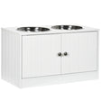 PawHut-Large-Elevated-Dog-Bowls-with-Storage-Cabinet-Containing-Large-44L-Capacity,-Raised-Dog-Bowl-Stand-Pet-Food-Bowl-Dog-Feeding-Station,-White-Pet-Supplies