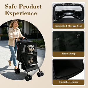 Foldable Pet Stroller for Small Dogs and Cats Under 28 lbs