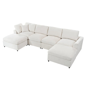 U-Style 130.3" 6-Seater Modular Sectional Sofa