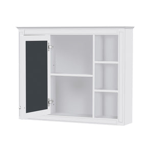 Wall Mounted Medicine Cabinet with Mirror and 6 Open Shelves - Multiple Colors