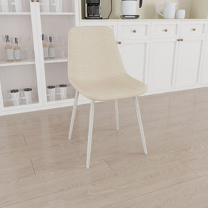 Modern Kitchen Dining Chairs (Set of 4) With Linen Padding And Sturdy Metal Legs - Beige