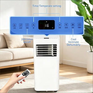 4-in-1 Versatile Mobile Air Conditioner with LED Display - Black & White