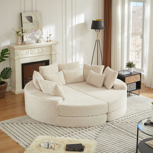 Round Oversized Sofa Bed With 5 Throw Pillows