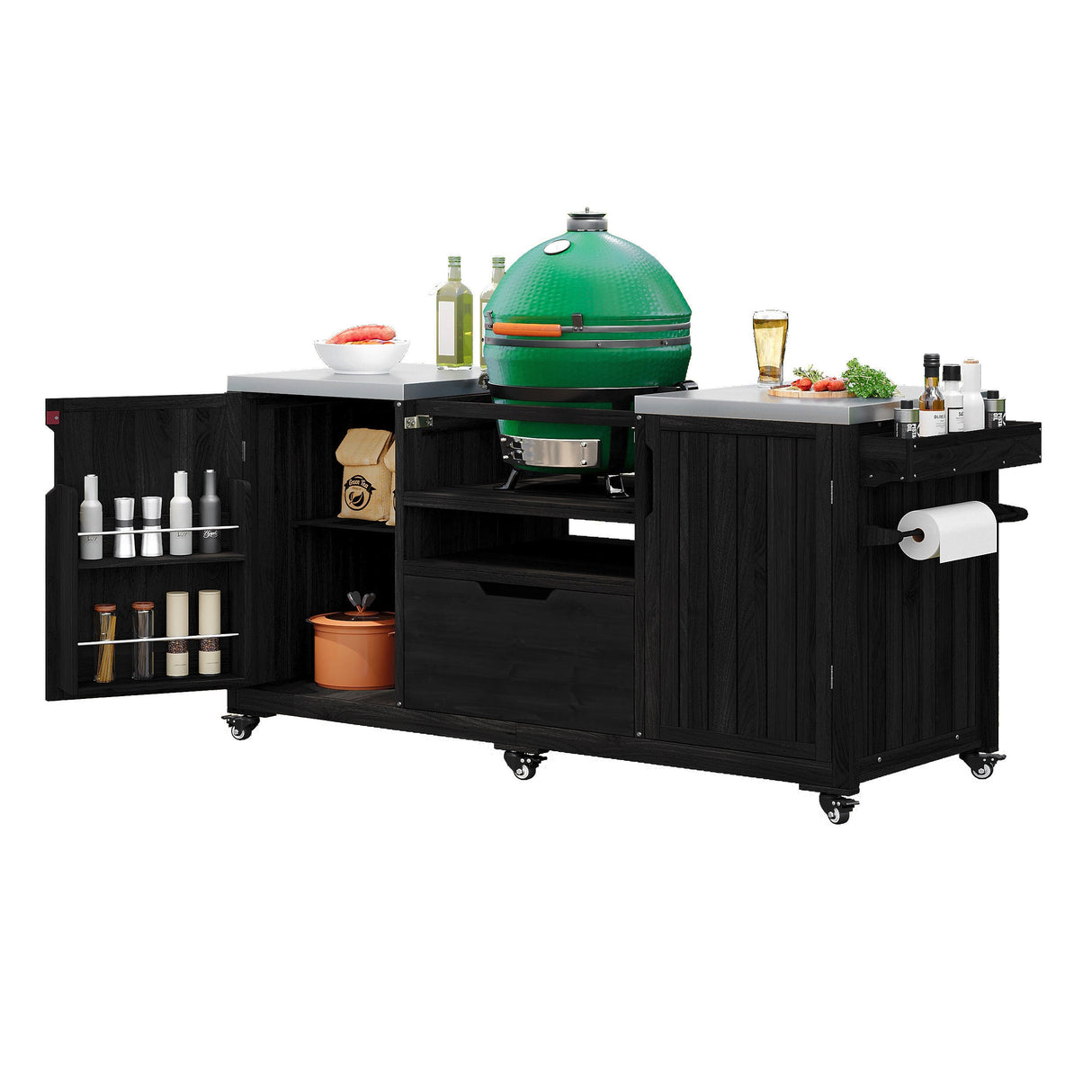 K&K 66.5' Outdoor Kitchen Island for Big Green Egg Grills