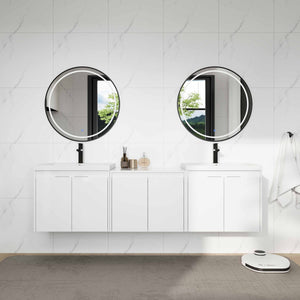 72" Bathroom Vanity With Resin Sink, Soft Close Doors and 1-Side Cabinet