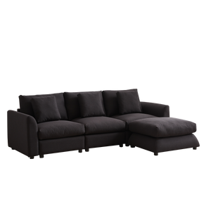 102.2 Inch Combination Sofa Modular Sofa with Ottoman Black