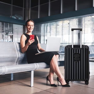 ABS Spinner Wheel Luggage Carry On Suitcase with Cup Holder and USB Port