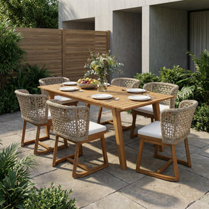69" Outdoor Solid Wood Dining Set for 6