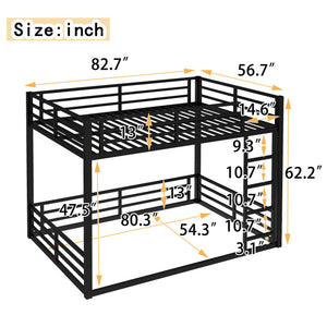 Metal Bunk Bed, Full XL Over Full XL Frame
