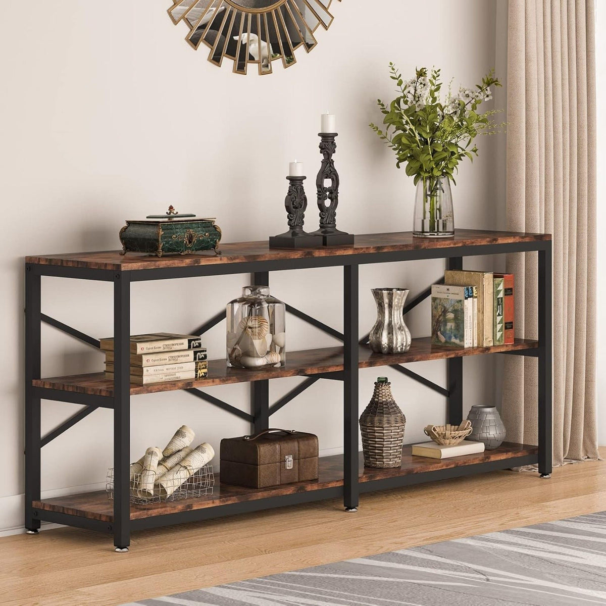 Console Table With X Back Design, Extra Long Storage