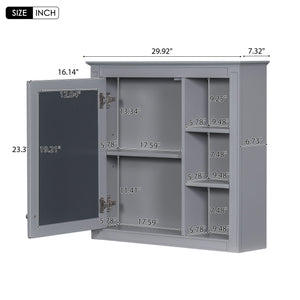 Bathroom Vanity With Top Sink, Freestanding Storage Cabinet With 2 Doors And 3 Drawers, Mirror Cabinet Included - Gray