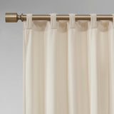 Room darkening metallic printed poly velvet rod pocket/back tab window panel pair ivory 37x95"