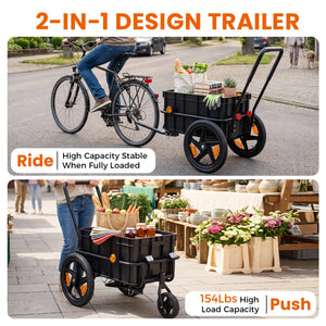 2-in-1 Bike Cargo Trailer Pushcart