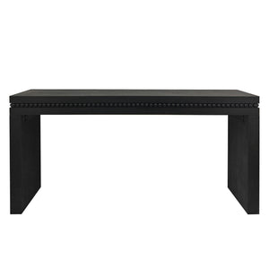 64in Modern Black Wood Console Table – Elegant Entryway Table with Decorative Beaded Trim