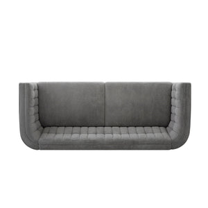 Modern 3 Seater Sofa, Upholstered Couch With Curved Armrests