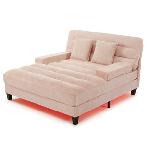 Chaise Bed Lounge Sofa Chair With Adjustable Backrest And LED Light Strip