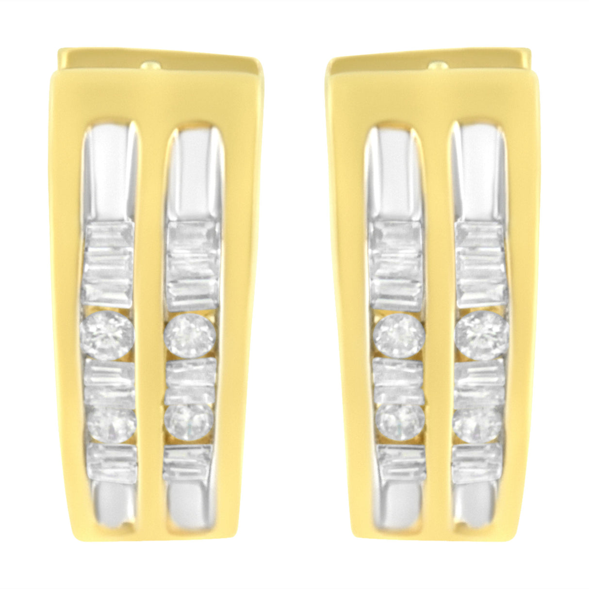 10K Yellow Gold 1/2 cttw Diamond Huggy Heart Hoop Earrings (I-J Clarity, I2-I3 Color)