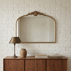 32''x24.4'' Baroque Vintage Arched Wall Mirror