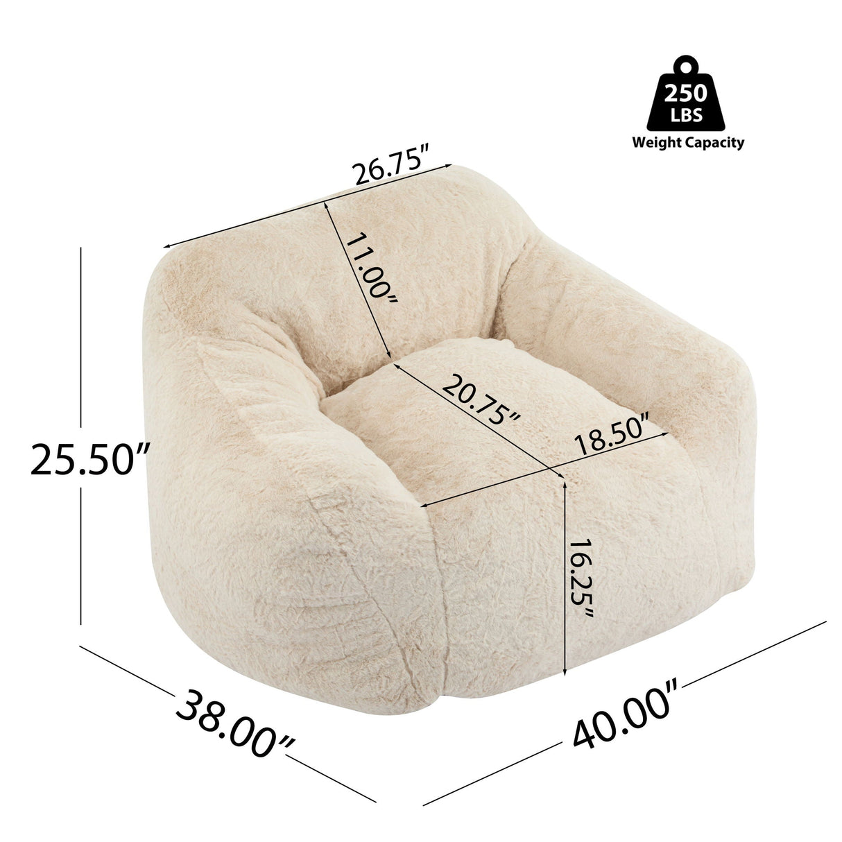 Auch Indoor Armchair Style Bean Bag - Beige
