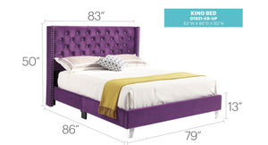 Upholstered Nailhead Trim Chic Bed