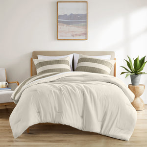 3-Piece King/Cal King Stripe Textured Print Comforter Set