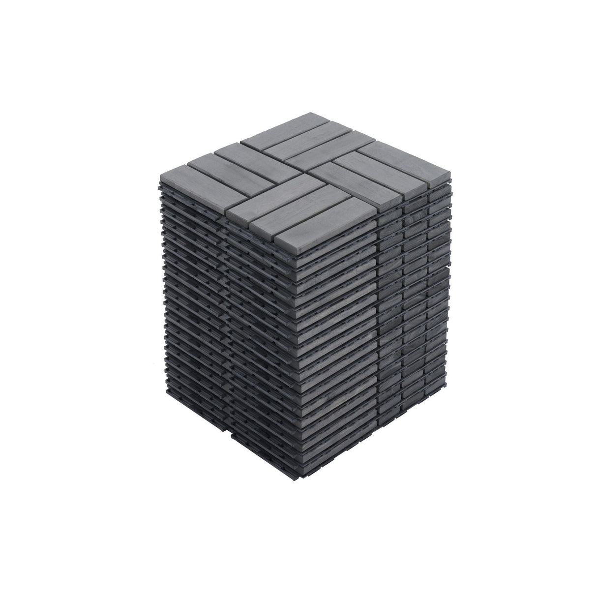 Acacia Wood Interlocking Deck Tiles Checker Pattern For Outdoor Flooring