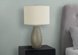 Lighting, 24'h, Table Lamp, Grey Resin, Ivory / Cream Shade, Contemporary