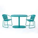 3-Piece Elegant Outdoor Bistro Set with 2 Chairs and Oval Table, Teal