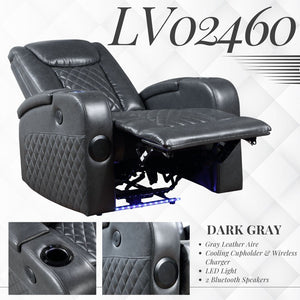 Alair Leather Aire Power Motion Recliner with Bluetooth and Wireless Charger - Dark Gray