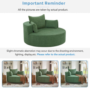 360° Swivel Accent Barrel Chair With 3 Removable Pillows For Living Room