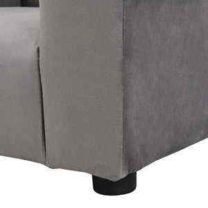 Kids Gray Velvet Upholstered Chair with Ottoman