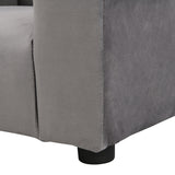 Kids Gray Velvet Upholstered Chair with Ottoman