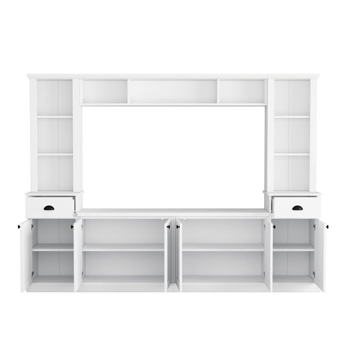 Minimalist Entertainment Wall Unit Set With Bridge For TVs Up To 75"