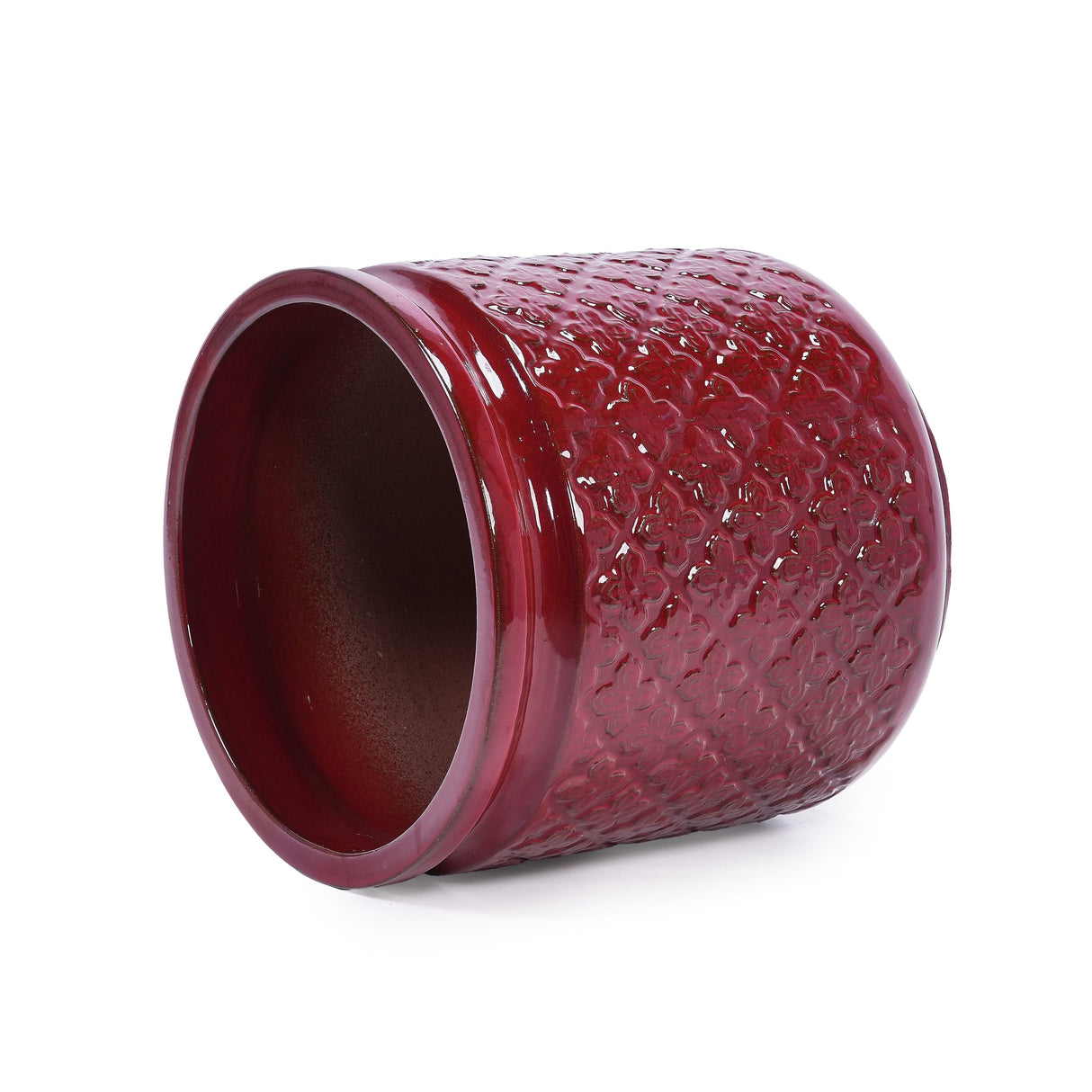 3 Pieces Ceramic Flowerpot, Modern Planter for Patio, Garden or Windowsills - Bean Paste Red