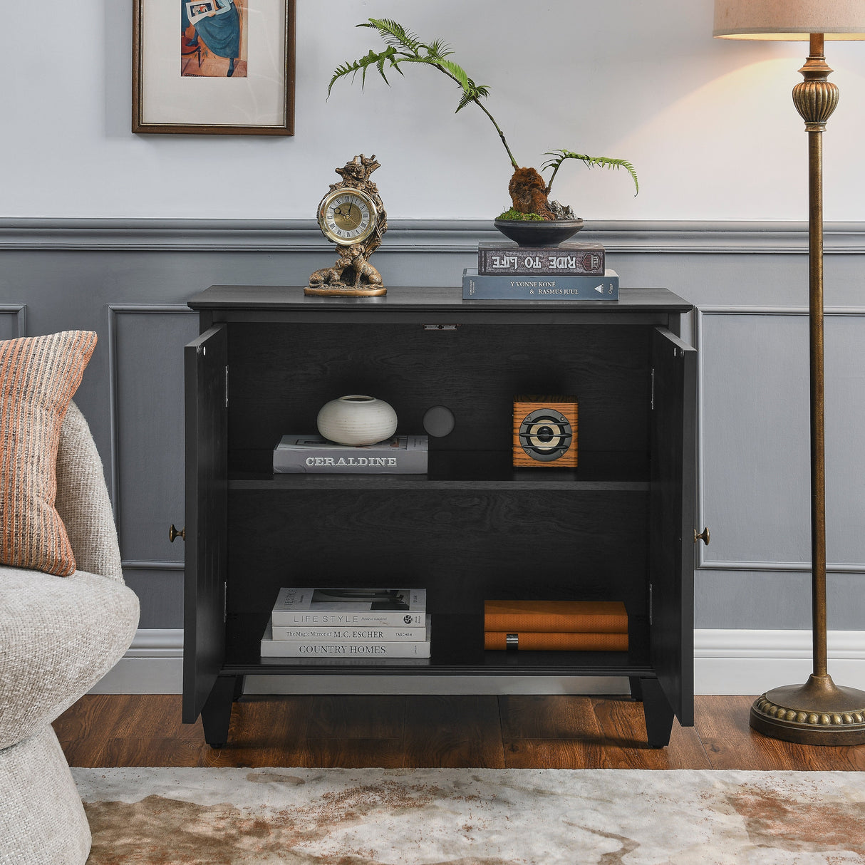 33.6' Retro Wooden Sideboard Buffet Cabinet with Storage