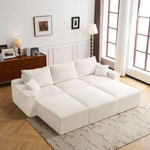 Three-Seater Sofa with Plush Corduroy Upholstery