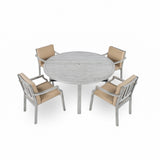 Antique Gray Outdoor 4-Person Wooden Dining Set with Umbrella Hole