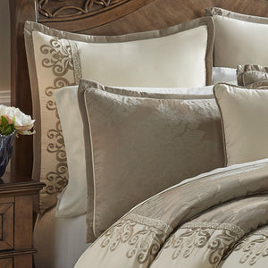 Hillcrest 9-Pc Ivory Damask Jacquard Comforter Ensemble
