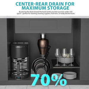 Drop In Workstation Sink Topmount Single Bowl With Pull Out Faucet And Soap Dispenser - Gunmetal Black
