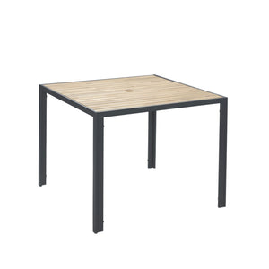 5 Piece Patio Dining Table Set, Acacia Wood Table Top With Umbrella Hole