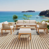 Outdoor 5-Piece Acacia Wood and Rope Patio Sofa Set