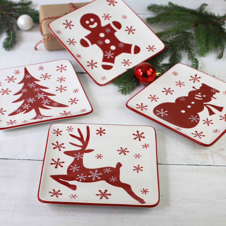 Winterfest 8-Inch Salad Plates | Dessert Plates Set of 4pcs