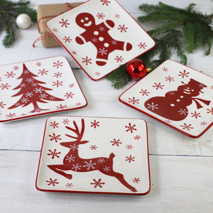 Winterfest 8-Inch Salad Plates | Dessert Plates Set of 4pcs