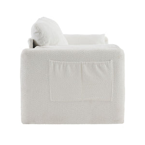 Modern 3 Seater Sofa Chenille Couch Plush Triple Seater Sofa With High Density Foam Cushions, Deep Seat Living Room Couch For Family Room, Apartment & Home Theater - Ivory White